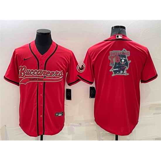 Men Tampa Bay Buccaneers Red Team Big Logo With Patch Cool Base Stitched Baseball Jersey->atlanta falcons->NFL Jersey