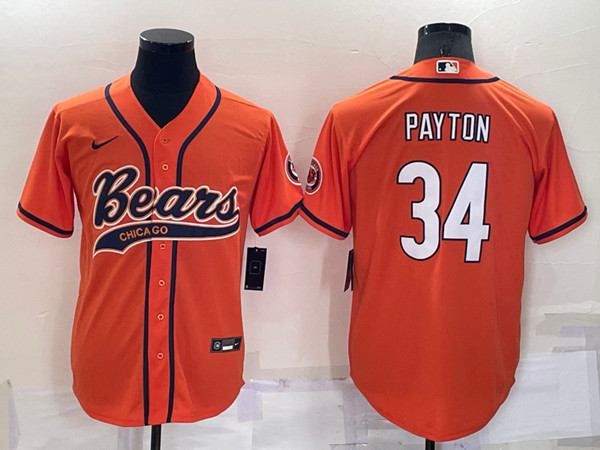 Men's Chicago Bears #34 Walter Payton Orange Cool Base Stitched Baseball Jersey->chicago bears->NFL Jersey
