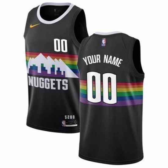 Men Women Youth Toddler Denver Nuggets Black Rainbow Custom Nike NBA Stitched Jersey->customized nba jersey->Custom Jersey