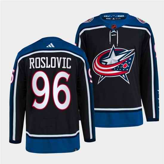 Men Columbus Blue Jackets #96 Jack Roslovic Navy 2022 Reverse Retro Stitched Jersey->columbus blue jackets->NHL Jersey