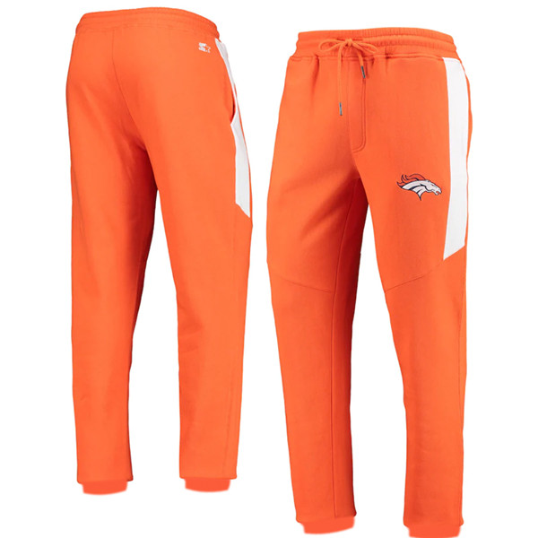 Men's Denver Broncos Starter Orange/White Goal Post Fleece Pants->denver broncos->NFL Jersey