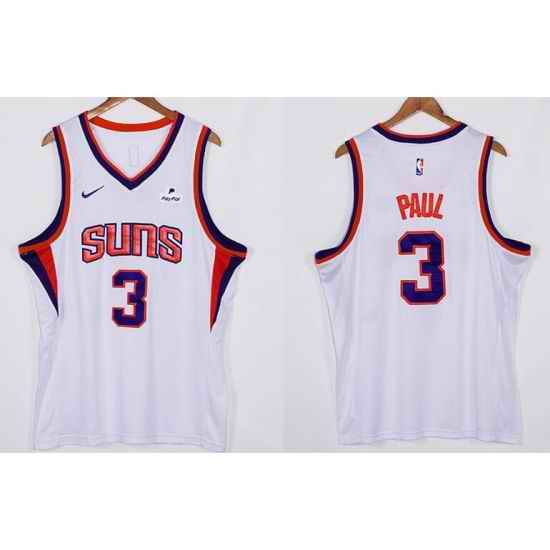 Men Phoenix Suns Chris Paul #3 Orange 2021 2022 White Edition Nike Stitched Jersey->phoenix suns->NBA Jersey
