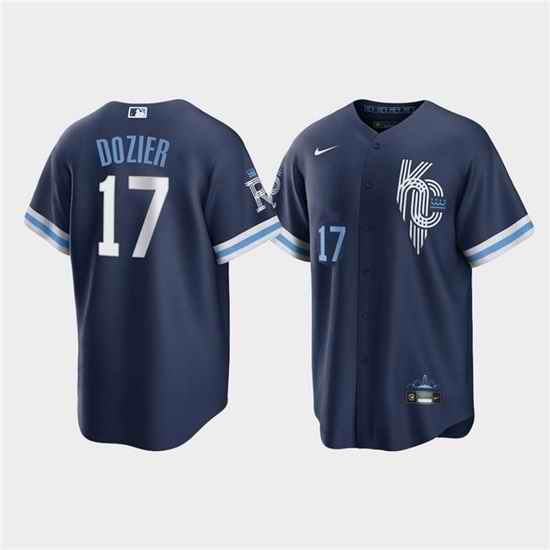 Men Kansas City Royals #17 Hunter Dozier 2022 Navy City Connect Cool Base Stitched Jerse->kansas city royals->MLB Jersey