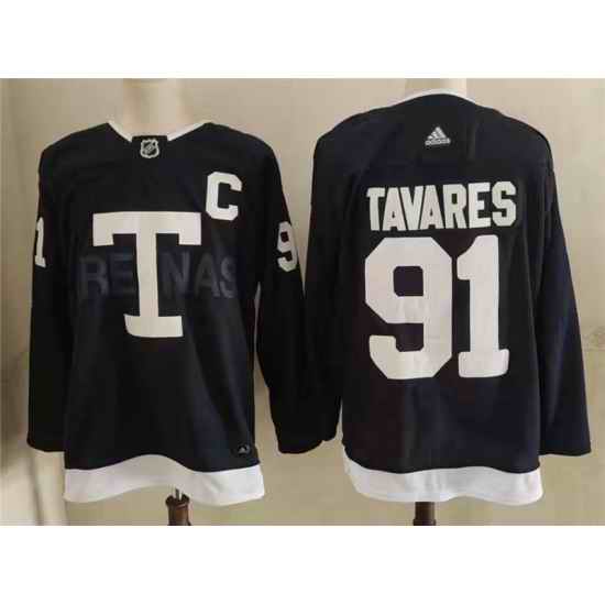 Men's Toronto Maple Leafs #91 John Tavares Navy 2022 NHL Heritage Classic Adidas Jersey->toronto maple leafs->NHL Jersey