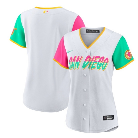 Women San Diego Padres Blank 2022 White City Connect Cool Base Stitched Baseball Jersey->women mlb jersey->Women Jersey