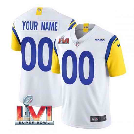 Men Women Youth Los Angeles Rams ACTIVE PLAYER Custom 2022 White Super Bowl LVI Vapor Limited Stitched Jersey->->Custom Jersey