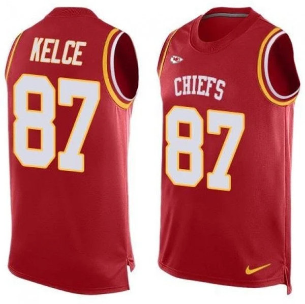 Men's Kansas City Chiefs #87 Travis Kelce Red Tanktop Stitched Jersey->los angeles chargers->NFL Jersey