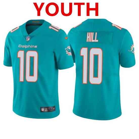 Youth Miami Dolphins #10 Tyreek Hill Aqua Vapor Untouchable Limited Stitched Jersey->youth nfl jersey->Youth Jersey