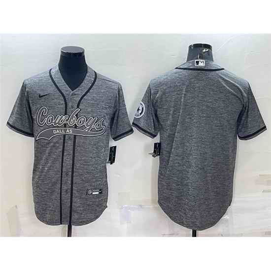 Men Dallas Cowboys Blank Grey With Patch Cool Base Stitched Baseball Jersey->cleveland browns->NFL Jersey