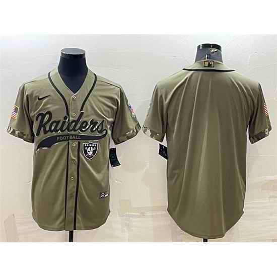 Men Las Vegas Raiders Blank Olive Salute To Service Cool Base Stitched Baseball Jersey->las vegas raiders->NFL Jersey