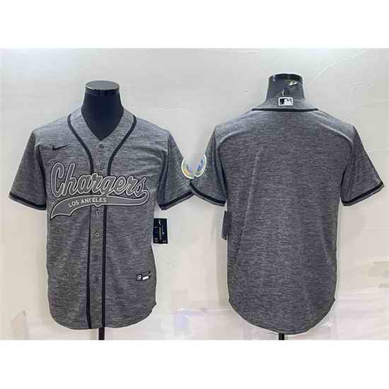 Men Los Angeles Chargers Blank Grey With Patch Cool Base Stitched Baseball Jersey->los angeles rams->NFL Jersey