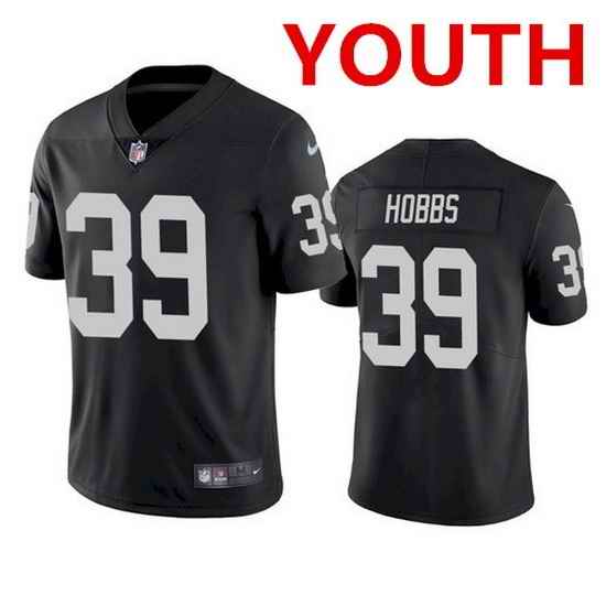 Youth Las Vegas Raiders #39 Nate Hobbs Black Vapor Limited Jersey->youth nfl jersey->Youth Jersey
