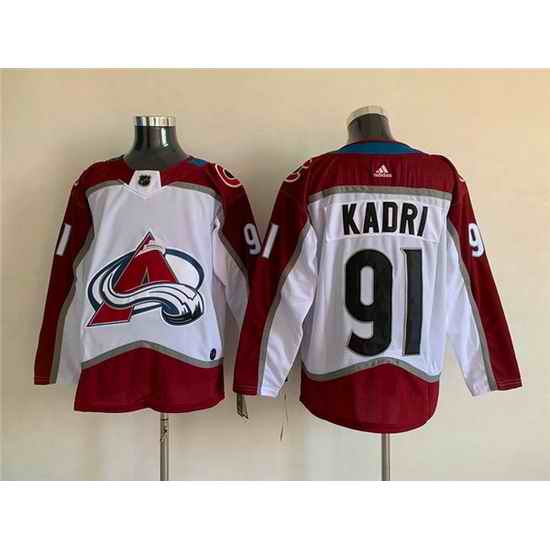 Men Colorado Avalanche #91 Nazem Kadri White Stitched Jersey->colorado avalanche->NHL Jersey
