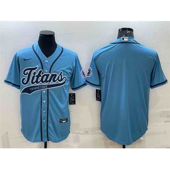 Men Tennessee Titans Blank Blue With Patch Cool Base Stitched Baseball Jersey->tennessee titans->NFL Jersey
