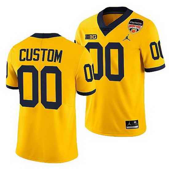Michigan Wolverines Custom Maize 2021 Orange Bowl Playoffs Limited Jersey->->Custom Jersey
