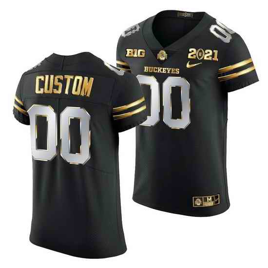 Ohio State Buckeyes Custom Black 2021 College Football Playoff Championship Golden Authentic Jersey->->Custom Jersey