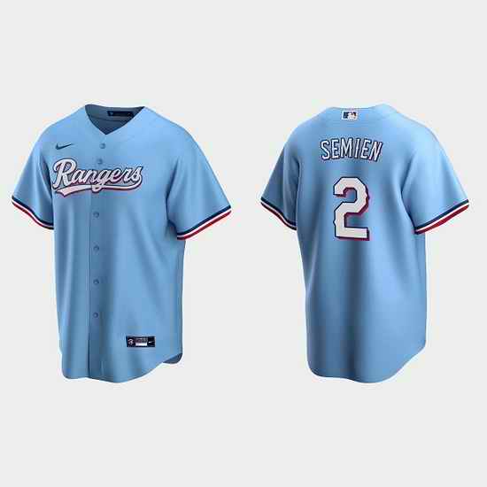 Men Texas Rangers #2 Marcus Semien Light Blue Cool Base Stitched Baseball jersey->texas rangers->MLB Jersey