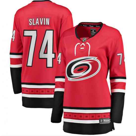 Womens Adidas Carolina Hurricanes #74 Jaccob Slavin Premier Red Home NHL Jersey->women nhl jersey->Women Jersey