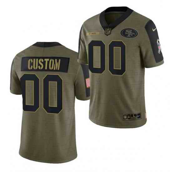 Men Women Youth Toddler  San Francisco 49ers ACTIVE PLAYER Custom 2021 Olive Salute To Service Limited->customized nfl jersey->Custom Jersey