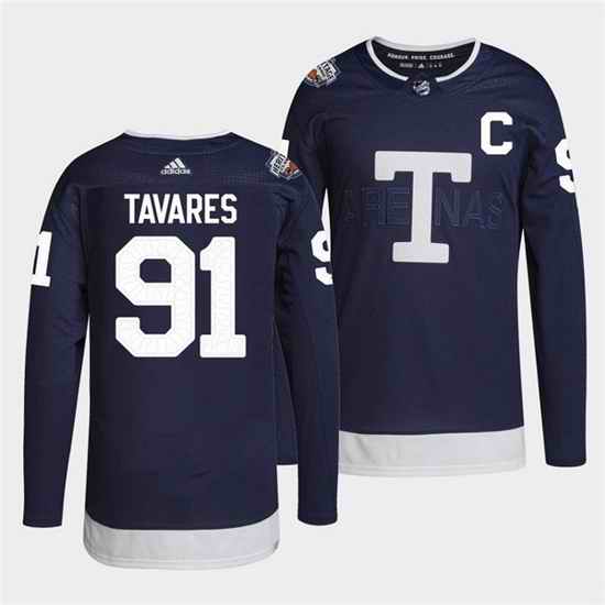 Men Toronto Maple Leafs #91 John Tavares 2022 Heritage Classic Navy Stitched jersey->toronto maple leafs->NHL Jersey
