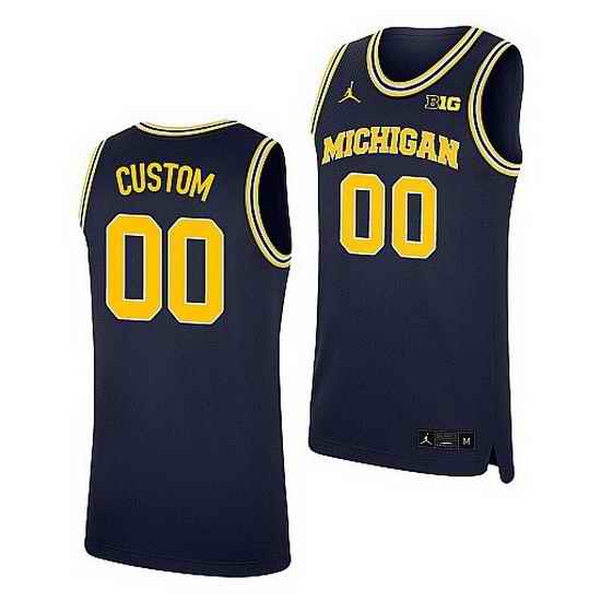 Michigan Wolverines Custom Navy Replica College Basketball Jersey->->Custom Jersey