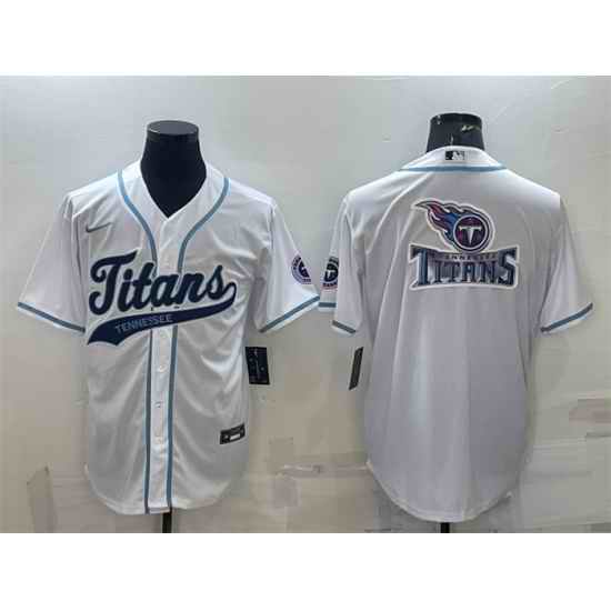 Men Tennessee Titans White Team Big Logo With Patch Cool Base Stitched Baseball Jersey->washington commanders->NFL Jersey