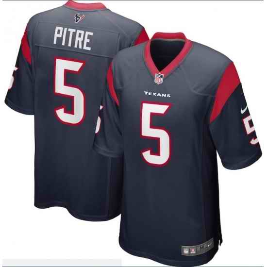 Men's Nike Houston Texans #5 Jalen Pitre Navy Vapor Limited Jersey->houston texans->NFL Jersey