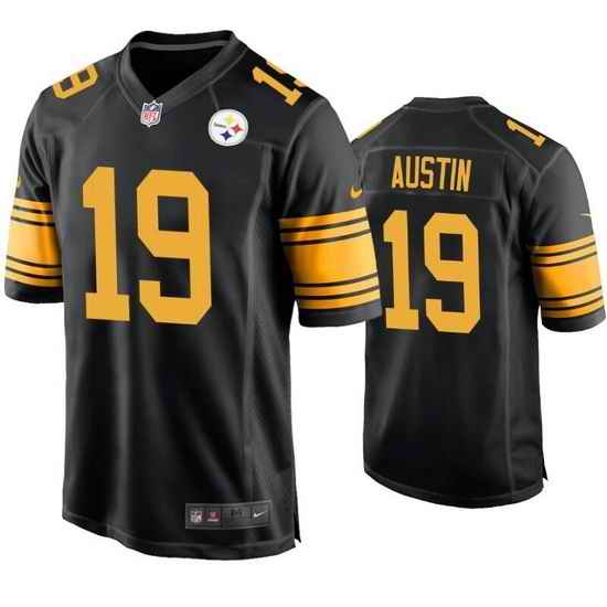 Men Pittsburgh Steelers #19 Calvin Austin Black Color Rush Stitched Jersey->pittsburgh steelers->NFL Jersey