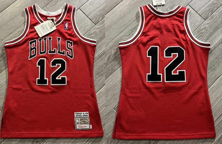 Men's Chicago Bulls #12 Michael Jordan Red Mitchell & Ness 1990 Throwback Stitched Basketball Jersey->chicago bulls->NBA Jersey