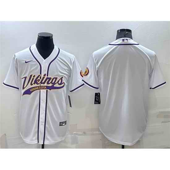 Men Minnesota Vikings Blank White With Patch Cool Base Stitched Baseb->new england patriots->NFL Jersey