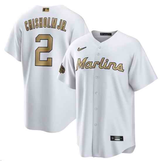 Men Miami Marlins #2 Jazz Chisholm Jr  2022 All Star White Cool Base Stitched Baseball Jersey->2022 all star->MLB Jersey