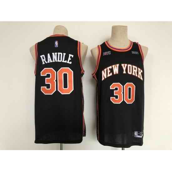 Men's New York Knicks #30 Julius Randle Black Nike Stitched Basketball City Player Jersey->nba shorts->NBA Jersey