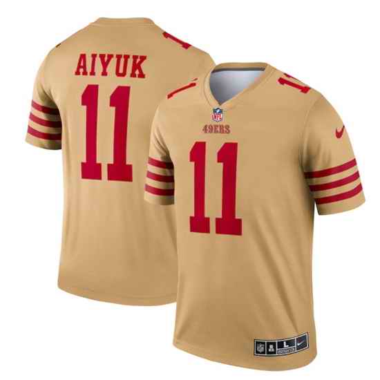 Men San Francisco 49ers #11 Brandon Aiyuk 2022 New Gold Inverted Legend Stitched Football Jersey->san francisco 49ers->NFL Jersey