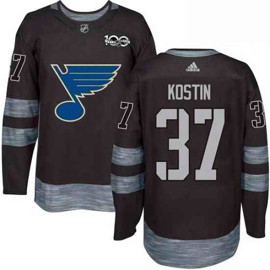 Mens Adidas St Louis Blues #37 Klim Kostin Authentic Black 1917 2017 100th Anniversary NHL Jersey->st.louis blues->NHL Jersey