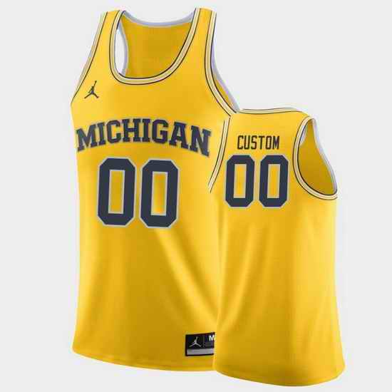 Michigan Wolverines Custom Maize Home College Basketball Jersey->->Custom Jersey