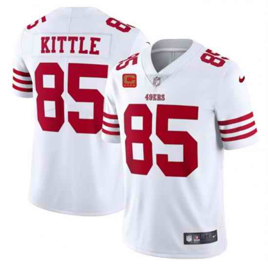 Men San Francisco 49ers 85 George Kittle 2022 White With #1 Star C Patch Vapor Untouchable Limited Stitched Football Jersey->san francisco 49ers->NFL Jersey