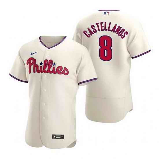 Men Philadelphia Phillies #8 Nick Castellanos Cream Flex Base Stitched Baseball jersey->philadelphia phillies->MLB Jersey