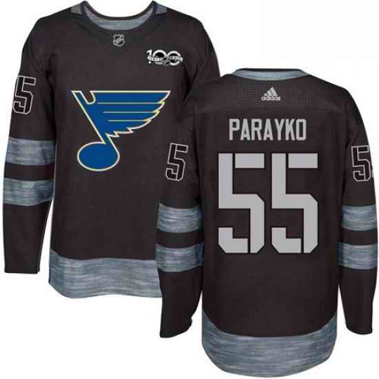 Mens Adidas St Louis Blues #55 Colton Parayko Authentic Black 1917 2017 100th Anniversary NHL Jersey->st.louis blues->NHL Jersey