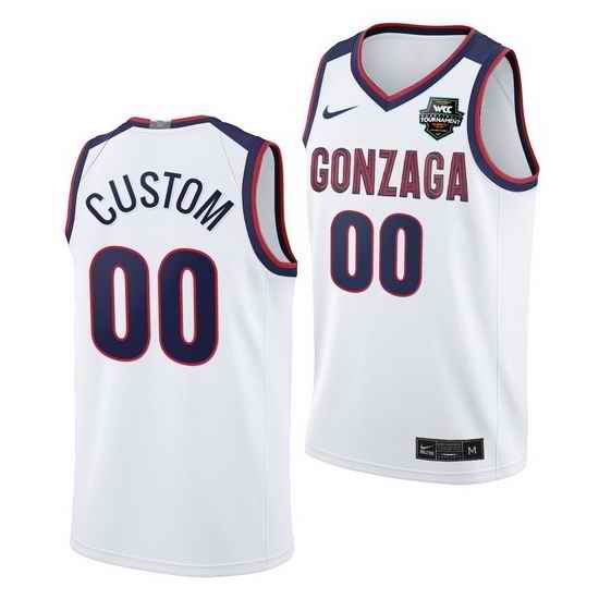 Gonzaga Bulldogs Custom 2021 Wcc Mens Basketball Conference Tournament Champions Limited White Jersey->->Custom Jersey