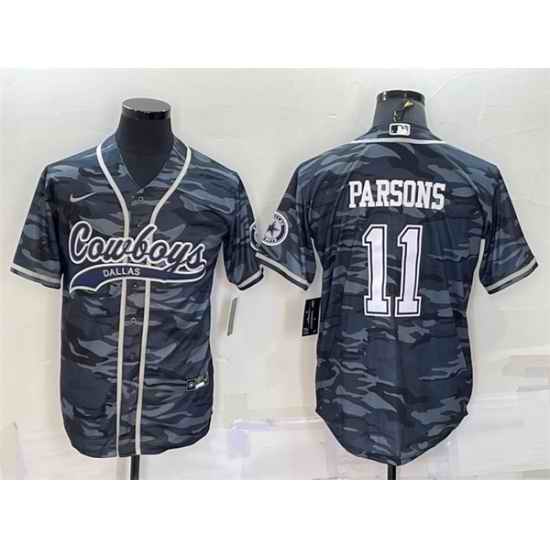 Men Dallas Cowboys #11 Micah Parsons Grey Camo With Patch Cool Base Stitched Baseball Jersey->detroit lions->NFL Jersey