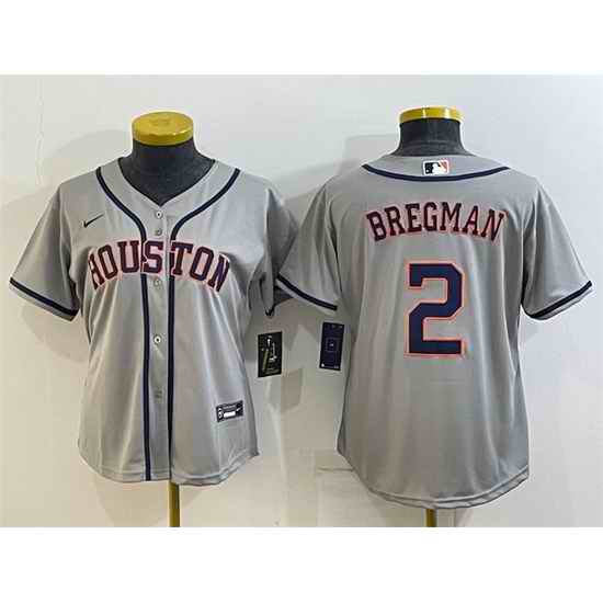 Women Houston Astros #2 Alex Bregman Gray Cool Base Stitched Baseball Jerseys->youth mlb jersey->Youth Jersey