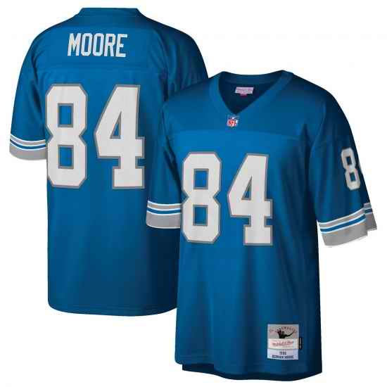 Men's Detroit Lions #84 Herman Moore Mitchell & Ness 1996 Blue Throwback Jersey->buffalo bills->NFL Jersey