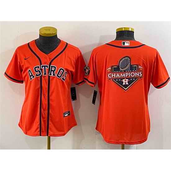 Women Houston Astros Orange 2022 World Series Champions Team Big Logo With Patch Cool Base Stitched Baseball Jersey->women mlb jersey->Women Jersey