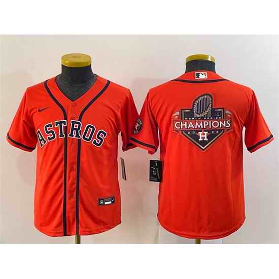 Youth Houston Astros Orange 2022 World Series Champions Team Big Logo With Patch Cool Base Stitched Jersey->youth mlb jersey->Youth Jersey