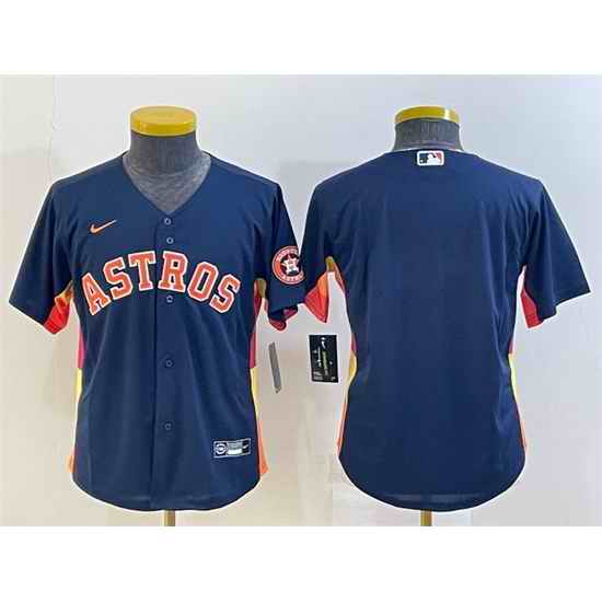 Youth Houston Astros Blank Navy With Patch Cool Base Stitched Jersey->youth mlb jersey->Youth Jersey