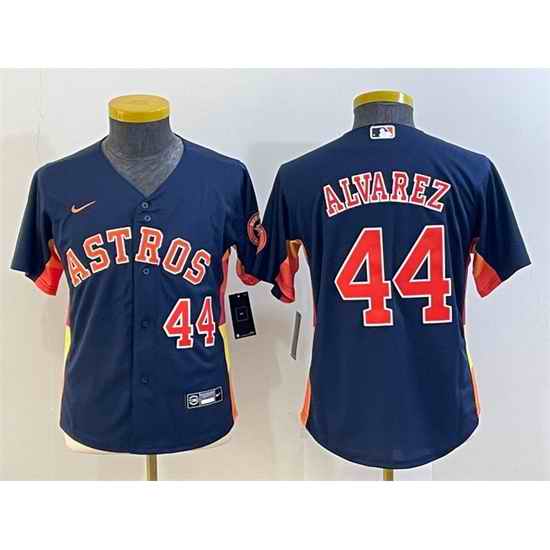 Youth Houston Astros #44 Yordan Alvarez Navy With Patch Cool Base Stitched Jersey->youth mlb jersey->Youth Jersey