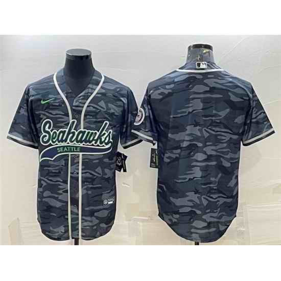 Men Seattle Seahawks Blank Grey Camo With Patch Cool Base Stitched Baseball Jersey->tampa bay buccaneers->NFL Jersey