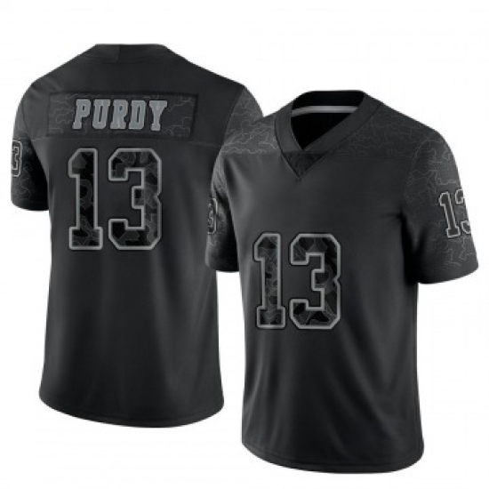 Men's San Francisco 49ers #13 Brock Purdy Black Reflective Limited Stitched Football Jersey->new york jets->NFL Jersey