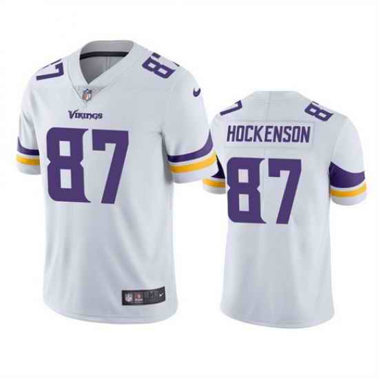 Men Minnesota Vikings #87 T J  Hockenson White Vapor Untouchable Stitched Jersey->new england patriots->NFL Jersey