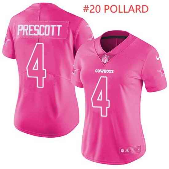 Women Dallas Cowboys #20 Tony Pollard Pink Stitched NFL Jersey->los angeles rams->NFL Jersey